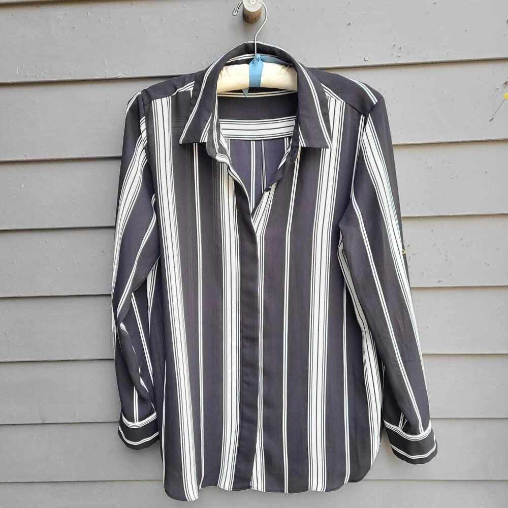 Mossimo Supply Co. Black and White Striped Blouse